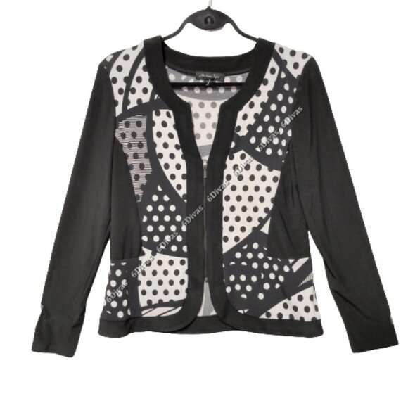 POLKA Dot Black and White Top Blouse or Jacket Top  Size M, Size L-  NEW - Picture 3 of 10